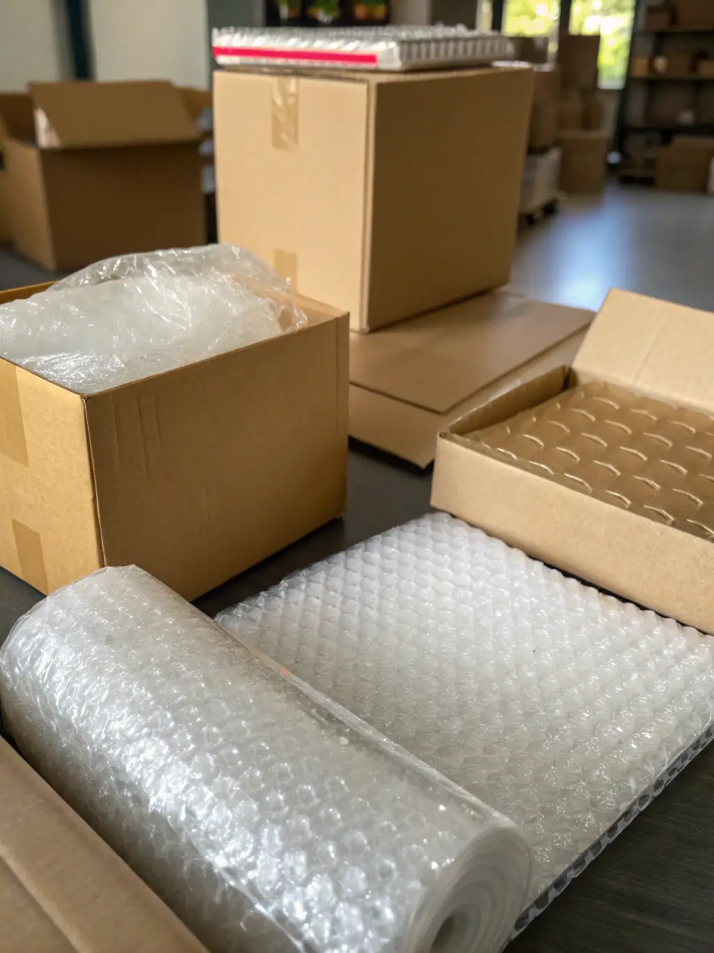 A high-quality photo of a Turkish textile product being carefully packaged for international shipment, showcasing the attention to detail in ensuring safe delivery.